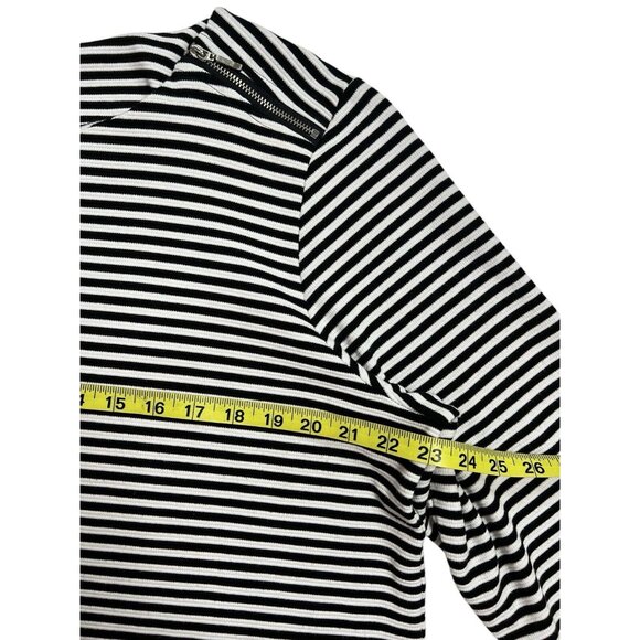 Chico's 3 Top 3/4 sleeve black white striped Shirt Size Large Stretch - Picture 5 of 8